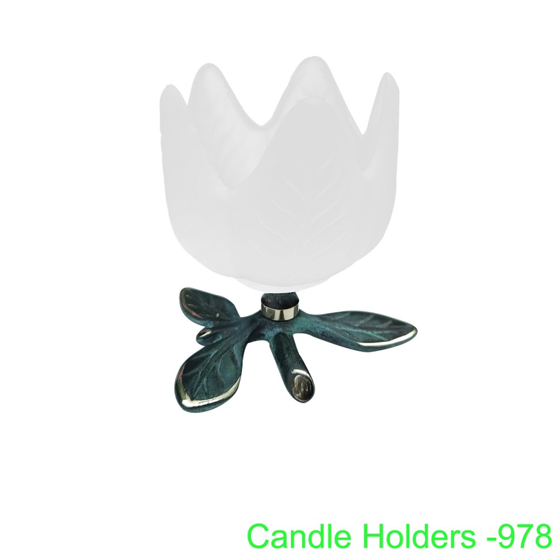 三片葉子玻璃燭台