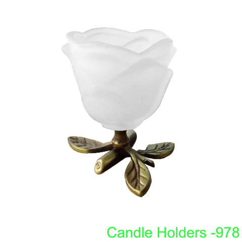 三片葉子玻璃燭台