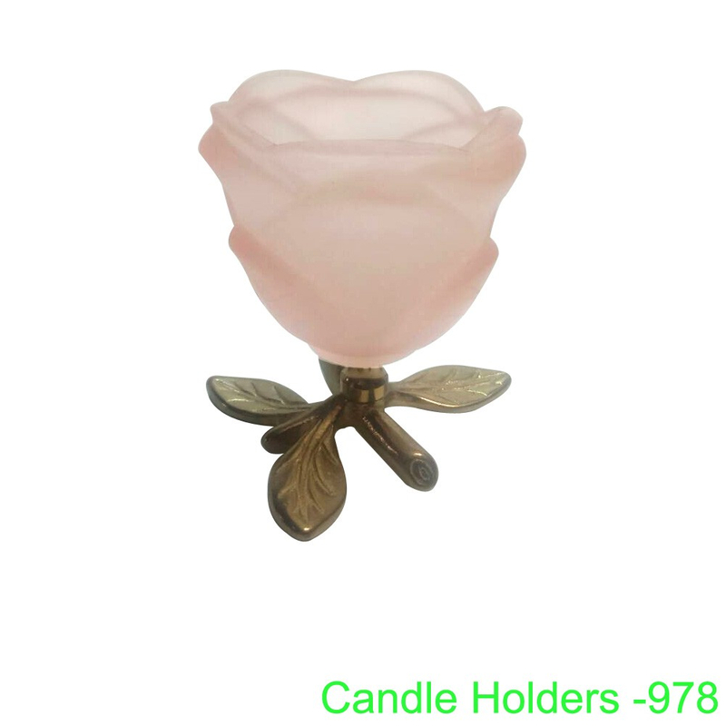 三片葉子玻璃燭台