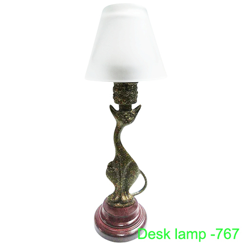 檯燈純銅貓形主體圓型木座